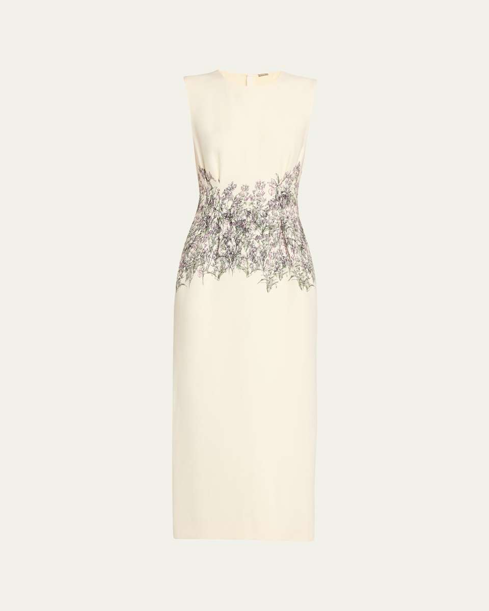 Ophelia Long Printed Wool Dress